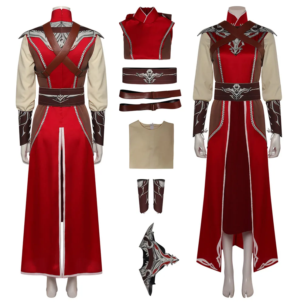 Jogo Baldur Cosplay Traje para Homens e Mulheres Adultos, Camisa Fantasia, Vestir, Cinto, Traje Disfarçado, Halloween, Festa de Carnaval, Portão, Bruxo