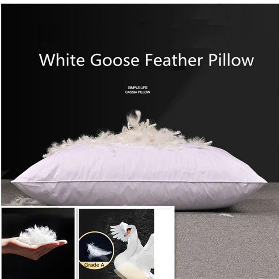 

Five-star Hotel Goose Feather Pillow 100% White Goose Feather Pillow Single Healthy Memory Pillow Orthopedic Pillow