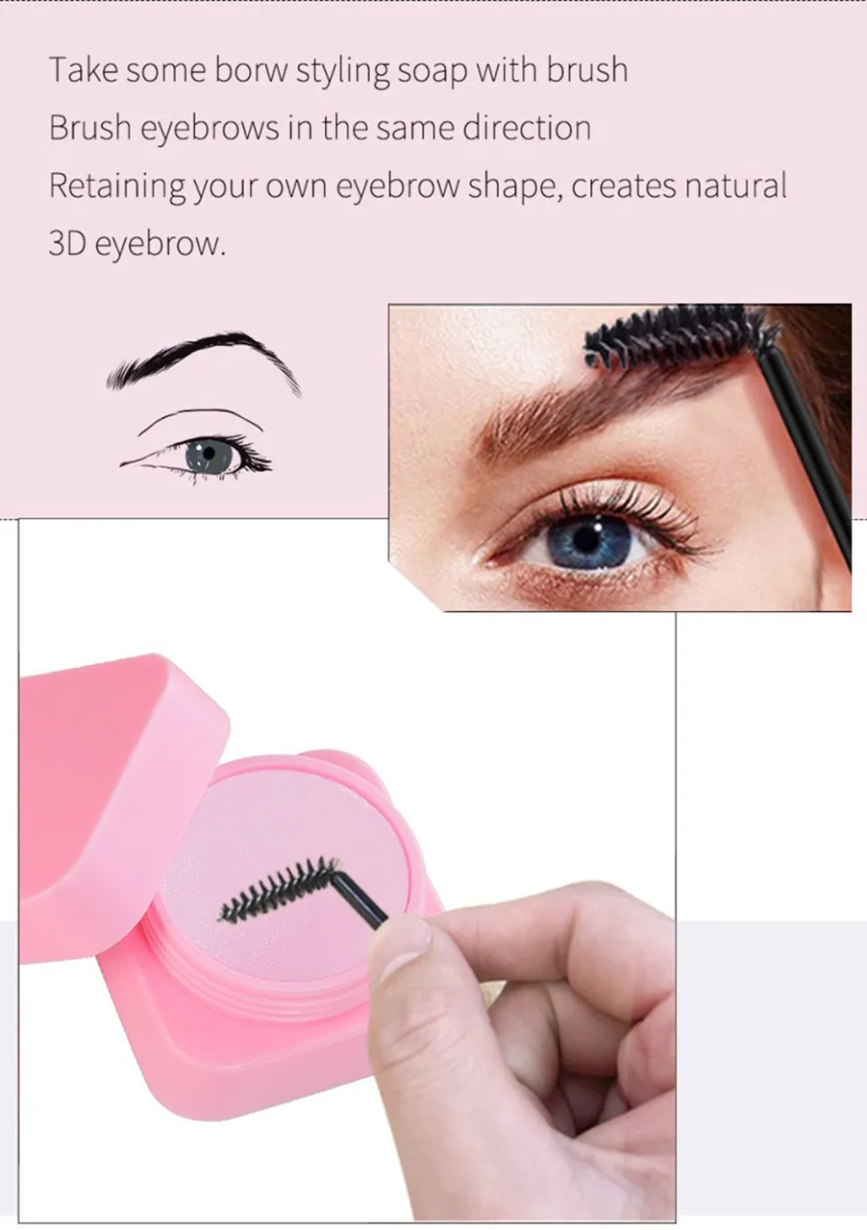 Logotipo personalizado sobrancelha estilo sabão gel cera tamanho grande forte segurar fixador de sobrancelha natural marca própria maquiagem vegana atacado