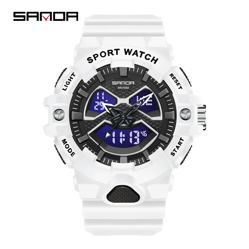 Sanda 3150 Dual Display Sports Watch Electronic Quartz Dual Movement Luminous 50m Waterproof, Shockproof, and Drop resistant