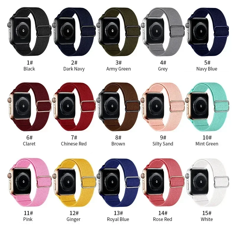 Nylon Elastic Strap for Apple Watch Band 49mm 46mm 44mm 40mm 45mm 41mm 42mm Adjustable Bracelet IWatch Series 10 9 8 7 6 SE 5 4