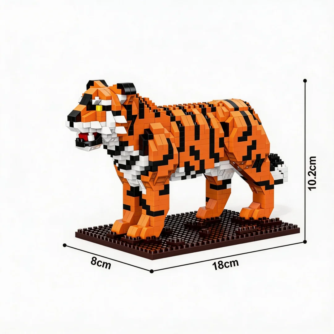 WIST BUILT Leeuw Tijger Giraffe 3D Dieren Micro Bouwsteen Speelgoed-Creatieve Desktop Decor, Puzzel Kerst Verjaardagscadeaus voor Kinderen