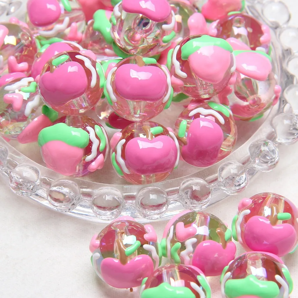 Creative 10Pcs Heavy Oil Hand Painted Beads 18mm Hand Drawn Loose Beaded DIY Love Luck Jewelry Making Drop Earrings