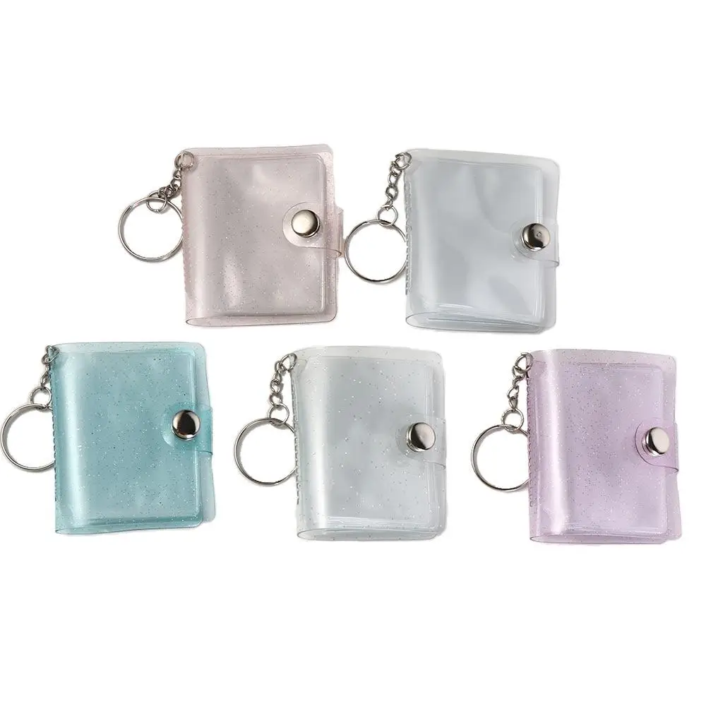 Mini Photo Album Keyring Women 2 Inch Storage Photo Card Holder Portable Pocket PVC Album with Keychain