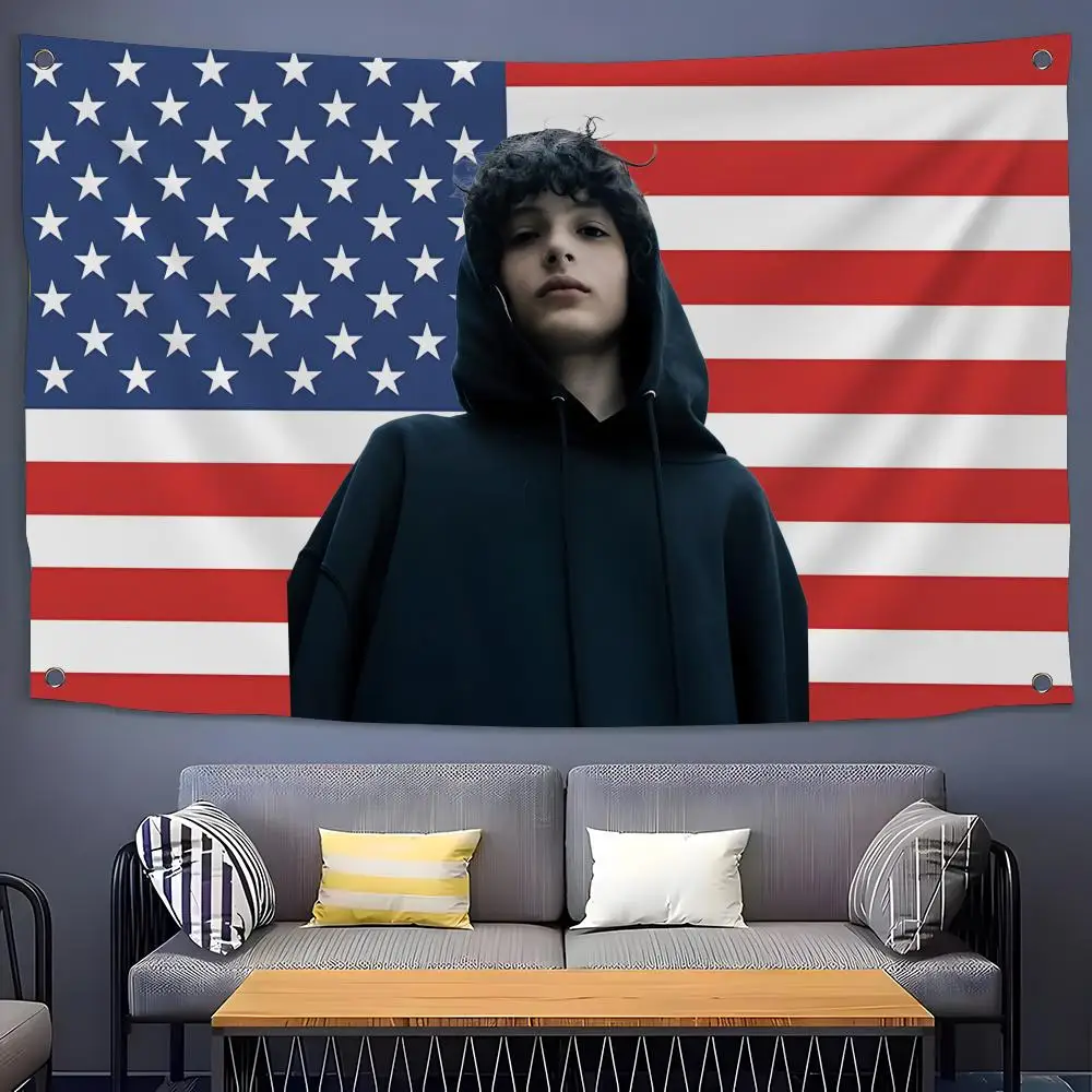 Actor Finn Wolfhard Flags Flags for Room, Bedroom, Home, Outdoor, Wall Hanging, Concert Print, Art Banner