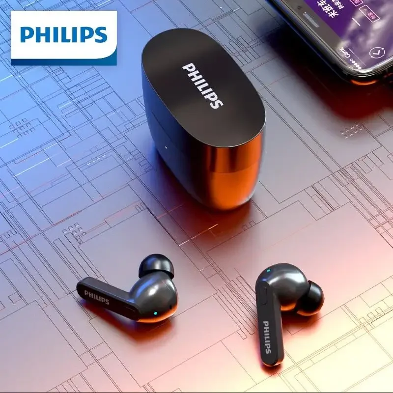PHILIPS TAT2206 TWS Wireless Bluetooth Earphones Waterproof IPX4 SBC Sports Headset 500mAh Low Latency Gaming Headphone with Mic