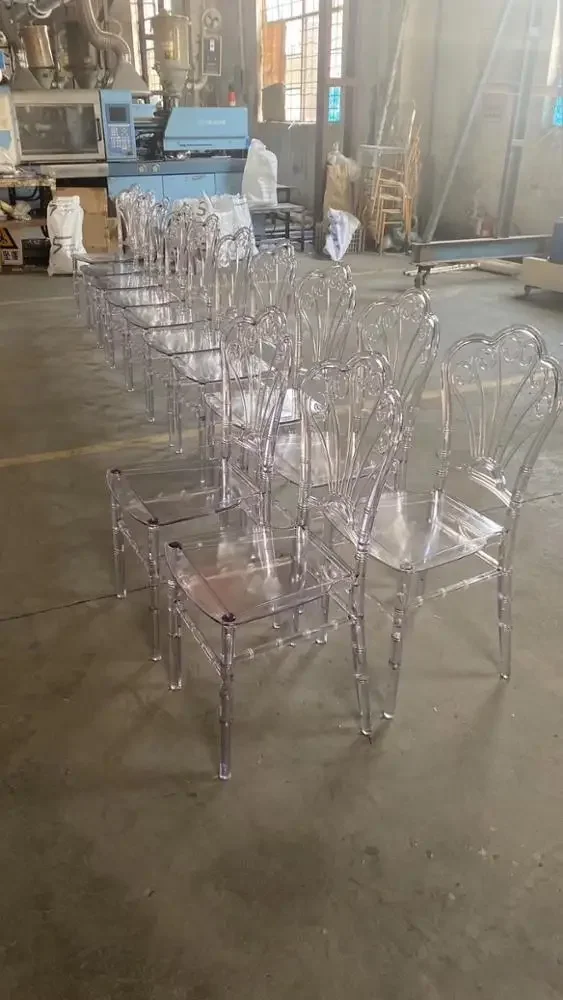 

'wholesale white pp plastic tiffany chair banquet dinning style clear resin crystal transparente wedding napoleon chairs
