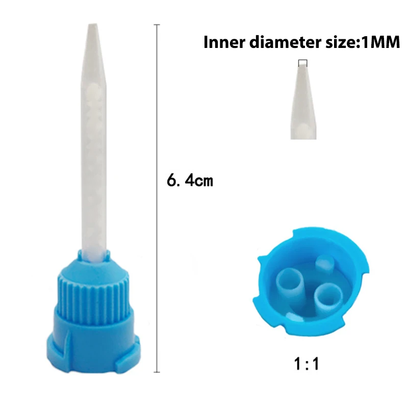 Cabezal de mezcla de goma de silicona desechable, 3,5 Mm, 50 piezas, 1:1, materiales dentales, pistola de goma de silicona de odontología, cabezal de mezcla de transporte