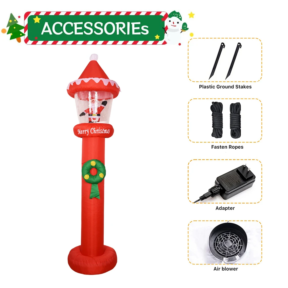 8.8ft Inflatable Street Lamp Christmas Decorations Lighthouse LED Lighted Blow Up Decor for Xmas Party Outdoor Yard Garden Lawn