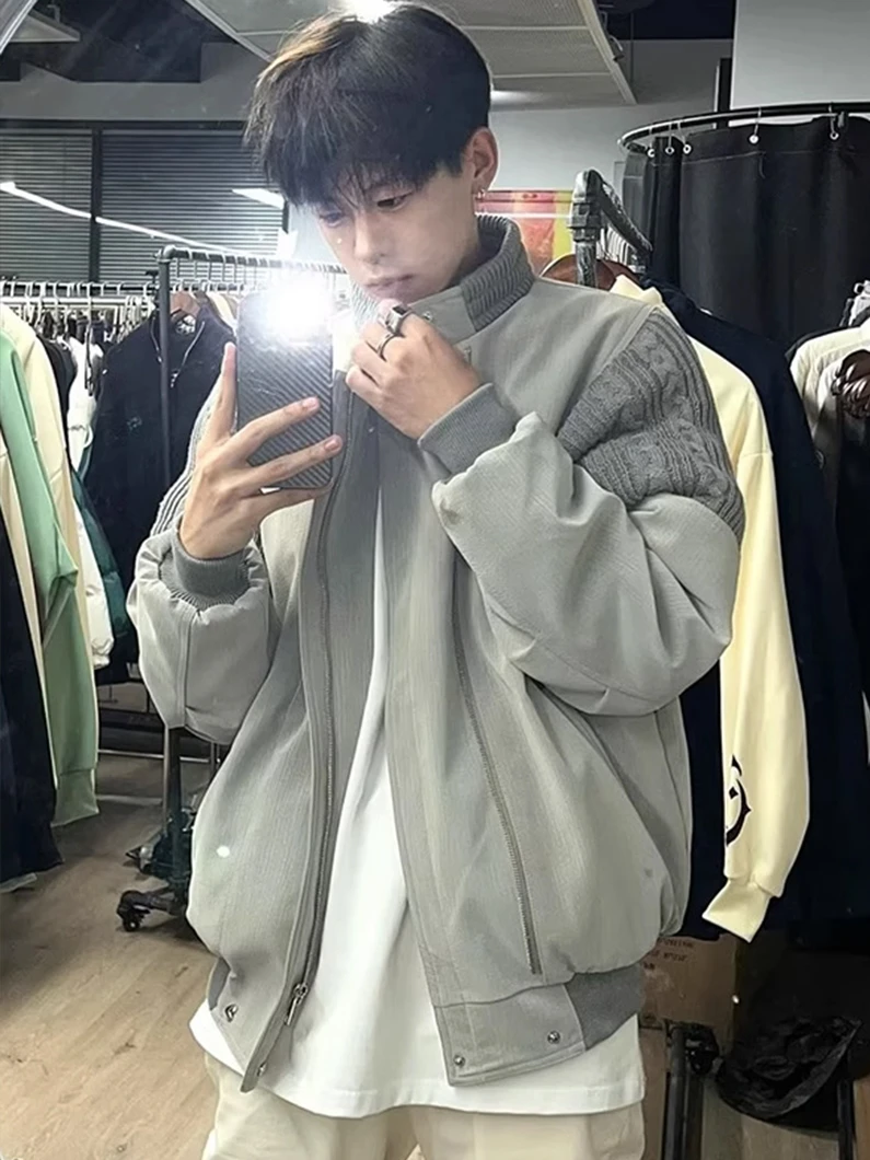 

Hip Hop Sle Men's Spring Autumn Baseball Jaet Pilot Coat Trendy Brand Streetwear Windproof Long Sve Loose Fit Jaet