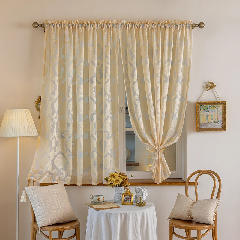 Jacquard European-style Drapery Curtains for Living Room and Bedroom, Ready-made Window Fabric