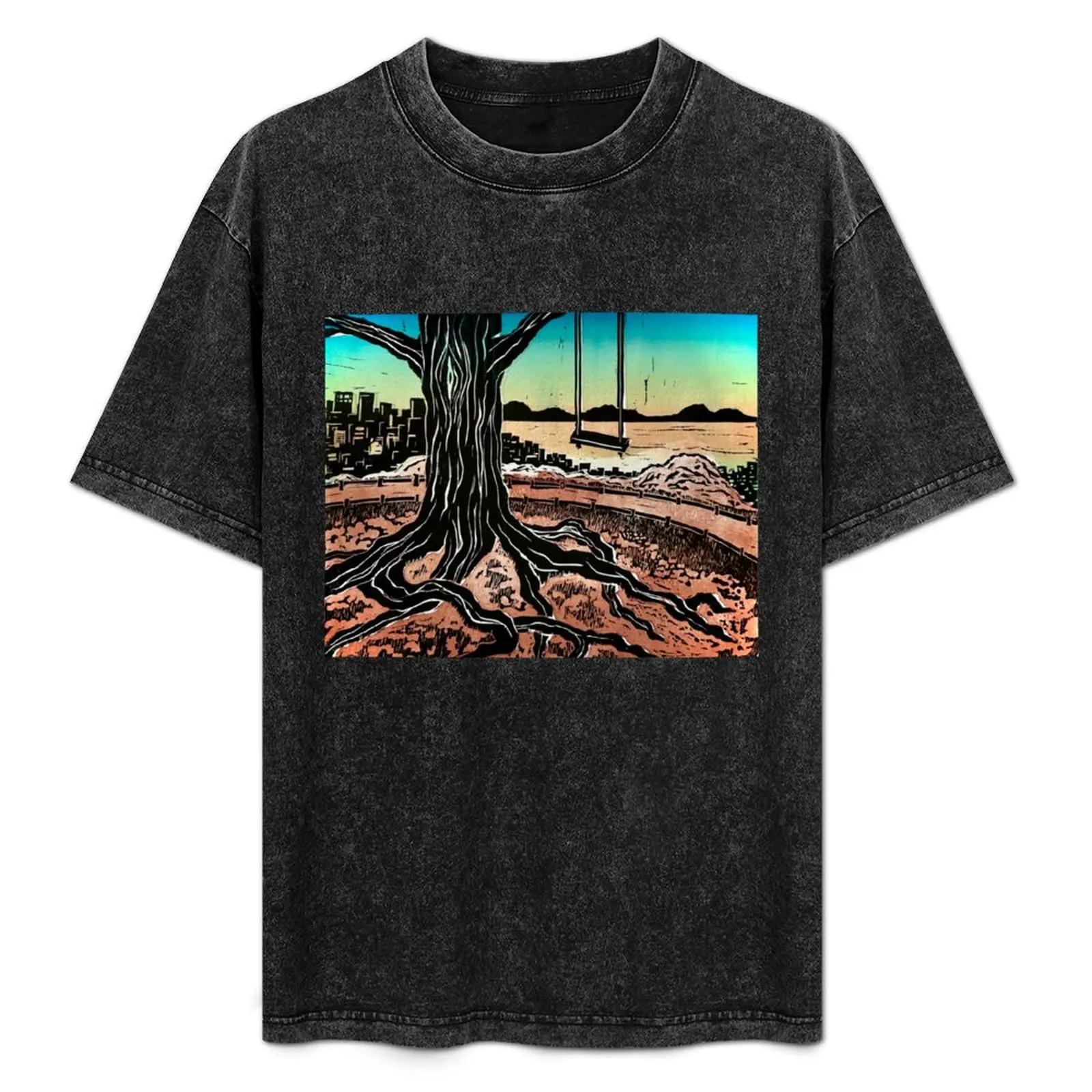 Camiseta Sunrise on Bernal Hill, camiseta de cuello redondo grande y alta para hombre
