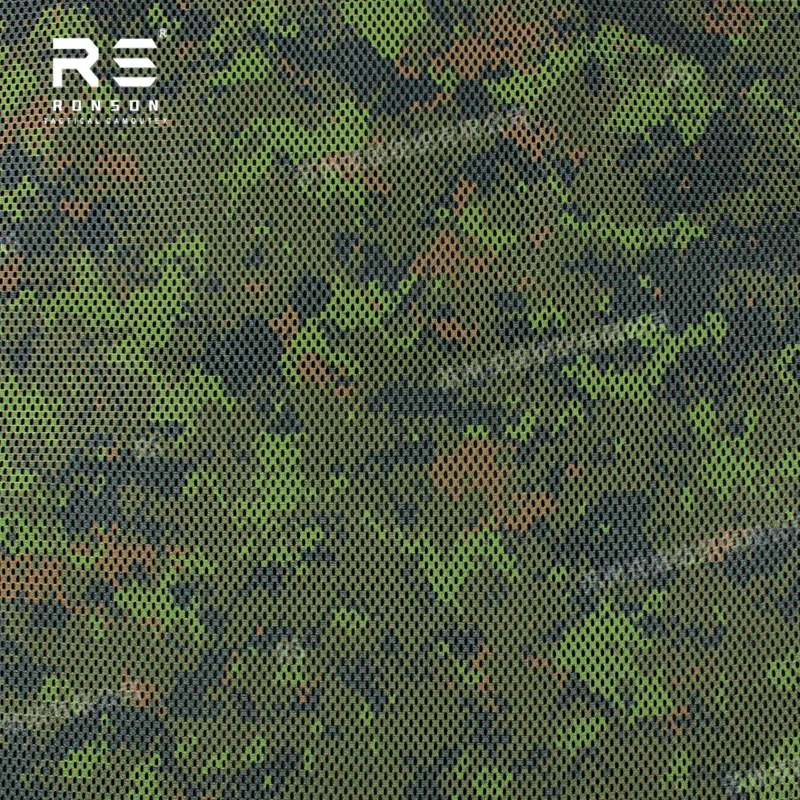 CADPAT TW Woodland Camouflage Printed 230gsm 100% Polyester Mesh Tactical Knitted Tricot Memory Fabric Outdoor Bags Durable Use