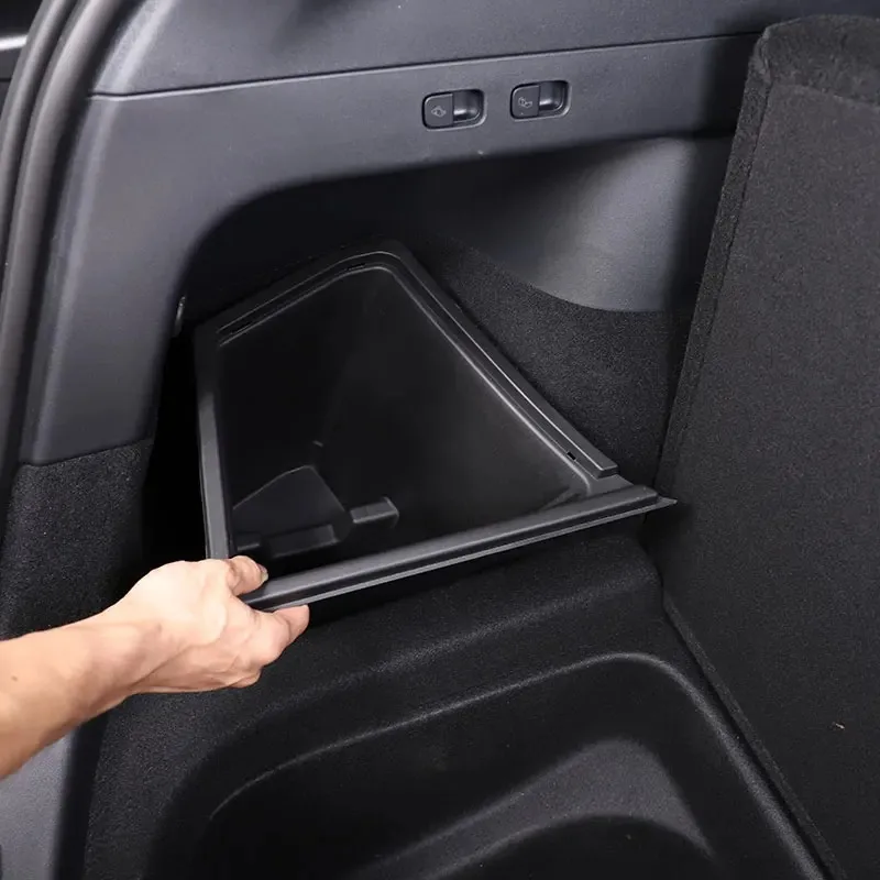 

For Tesla Model Y 2021-2022 ABS Black Car Trunk Side Storage Box Left right side storage boxes Interior Car Accessories
