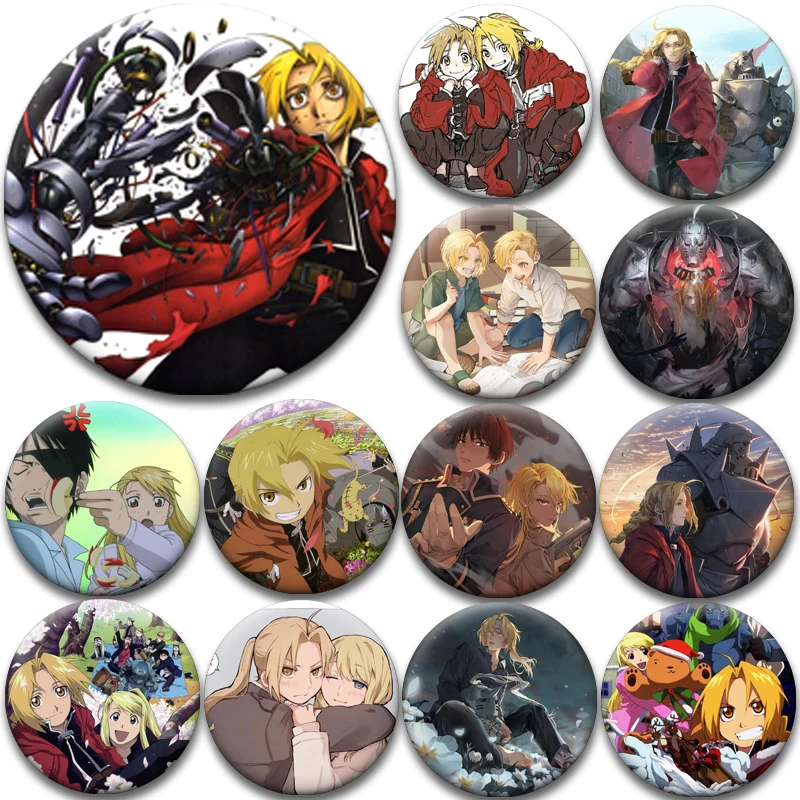 58mm Anime Fullmetal Alchemist Soft Button Pins Snap-on Design Brooches Daily Fashion Decoration Badges Ideal Gifts for Friends