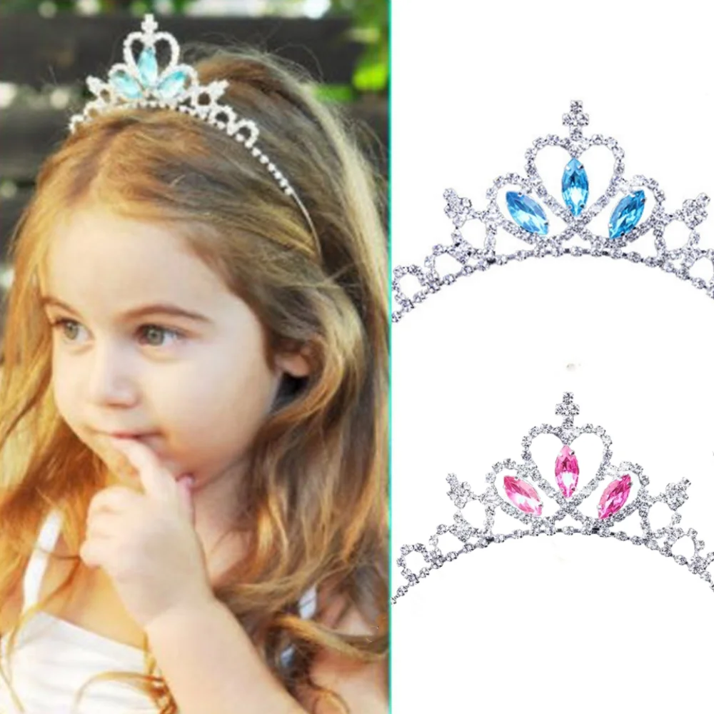 Crown Kids Rhinestone Princess Headband For Girls Party Accessories Fashion Children Crystal  Tiara Wedding Hair Accessories