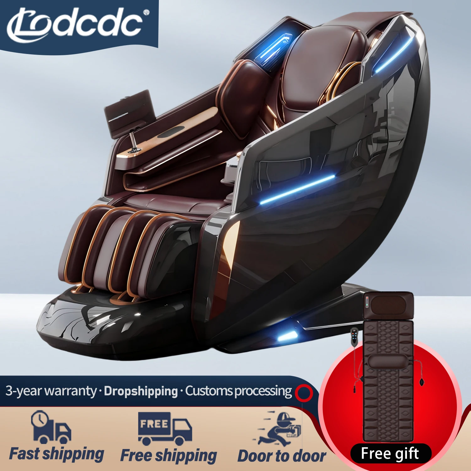 

3-летняя гарантия 4d Sl Track Массажное кресло для тела с подогревом AI Voice Тайский растягивающийся подогрев поясницы Электрический массаж ног