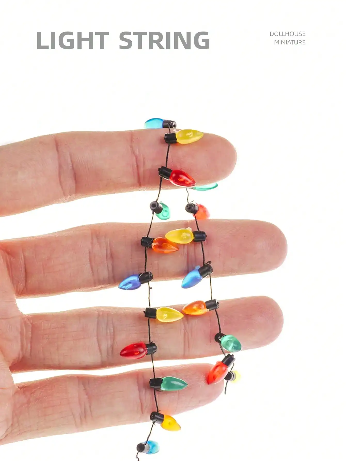 2 m lange Miniatur-Lichterkette für Puppenhäuser: Mini-Kunstlampen im Maßstab 1:12 für Neujahr, Ostern, Feiertagsfeiern, Party-Dekorationsszenen