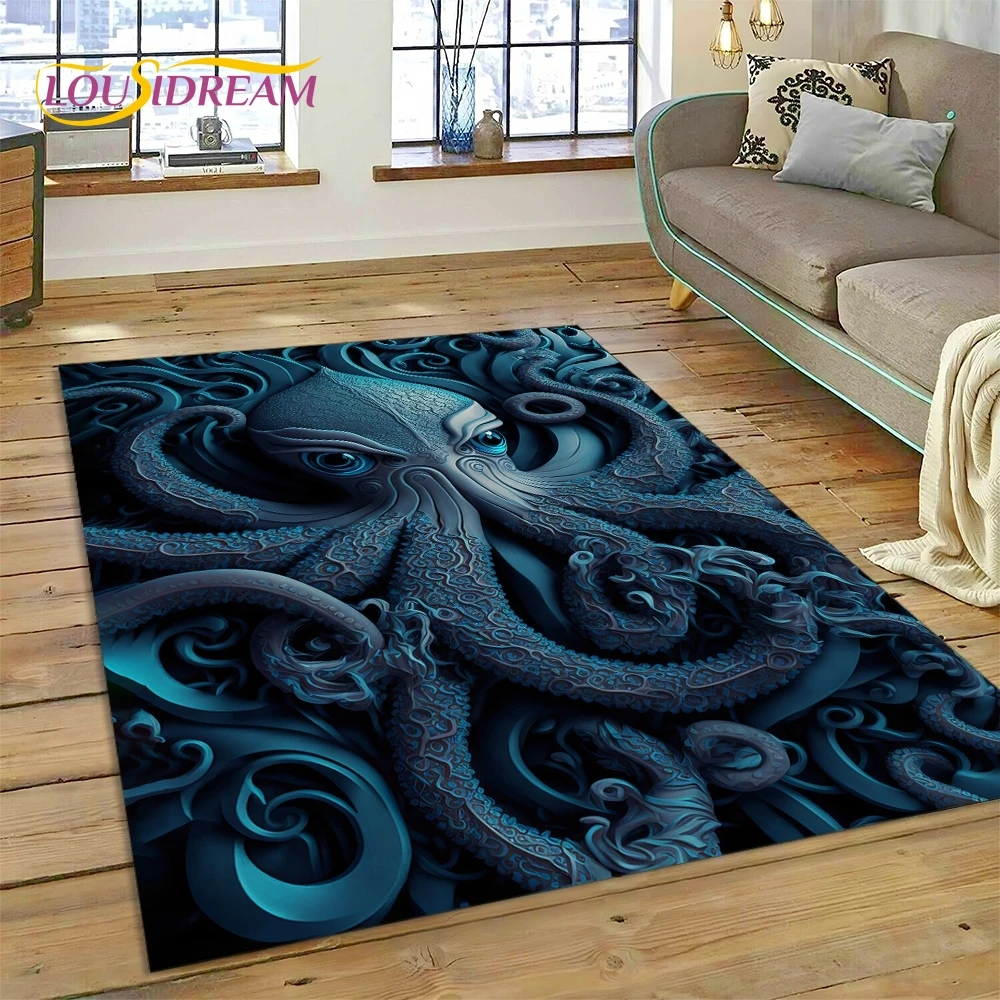 3D Underwater World  Seabed  Dolphin Cartoon Rug Carpet for Living Room Bedroom Home Decor,Non-slip Decoration for Sofa Gift Kid