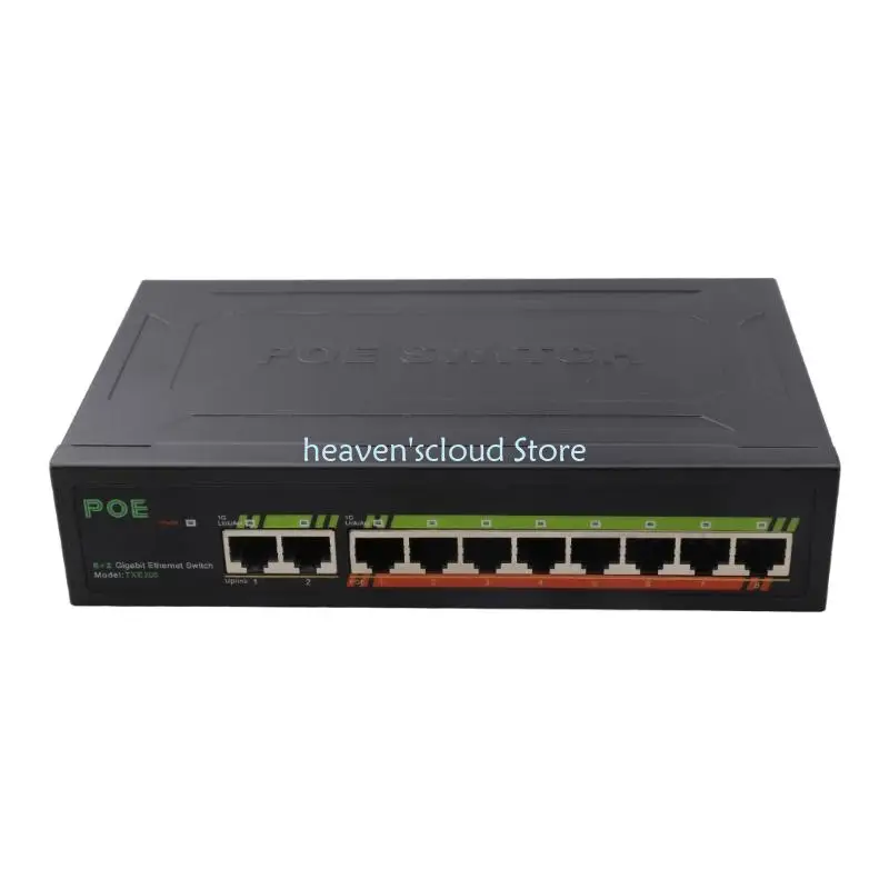 

Y88B 10 Port PoE+ Gigabit Switcher 10/100/1000Mbps Adaptive for Powering Cameras Wireless VoIP Phones Installation