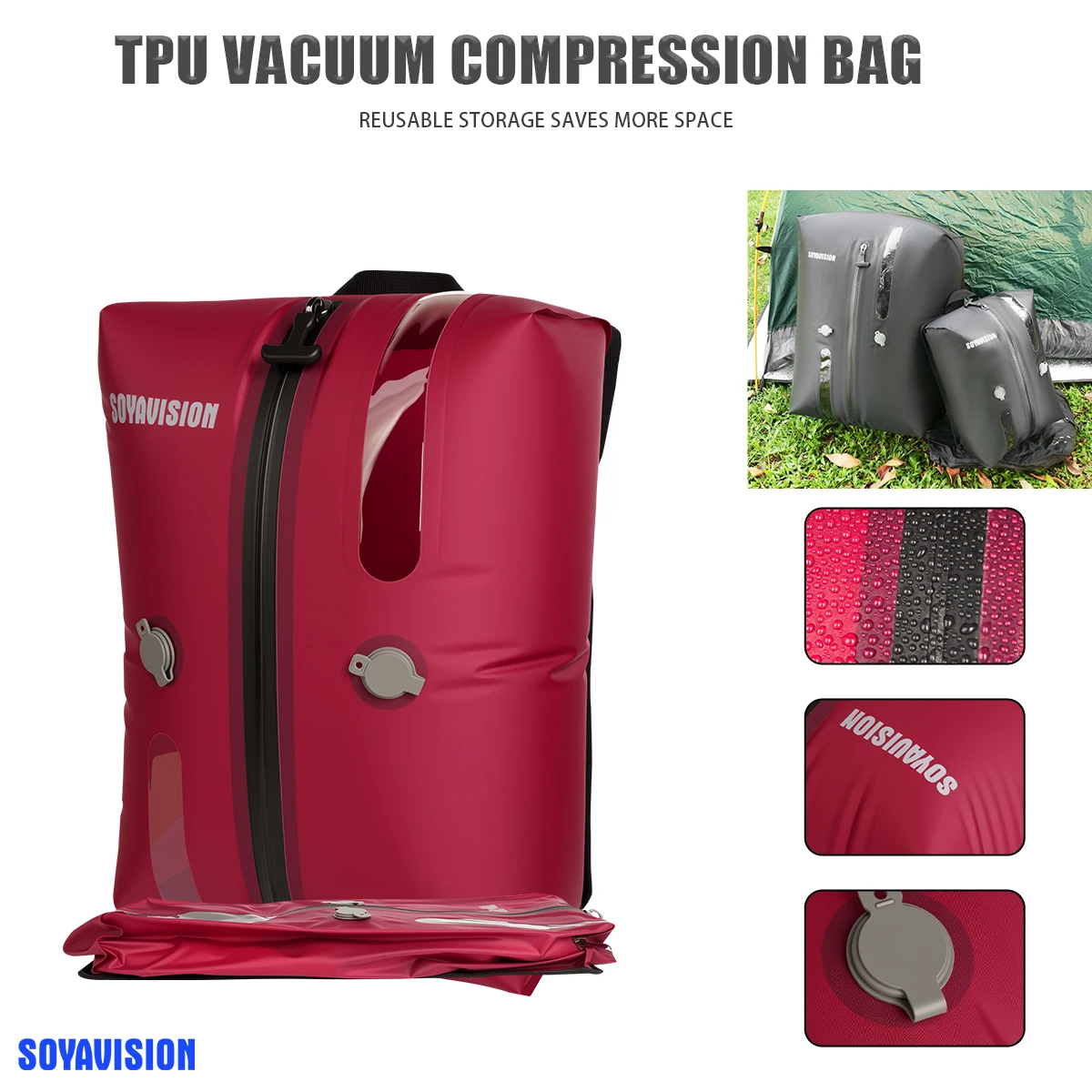 Robuste, wiederverwendbare Vakuum-Aufbewahrungstasche für Kleidung, platzsparende Taschen, faltbare Vakuum-Kompressions-Organizer-Tasche für Koffer, Rucksack