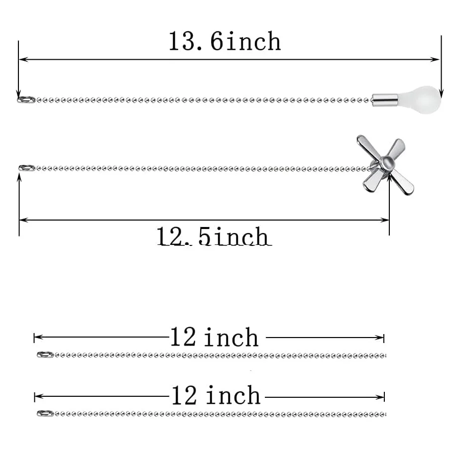 Ceiling Fan Pull Chain Extender, 24inch Extra Long with Decorative Frosted Glass Bulb and Fan Cord Fit All Standard 3mm Diameter