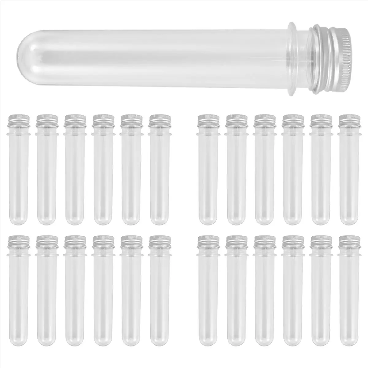 doyou 25Pcs 45ML Plastic Test Tubes Metal Cap Screw Lid Round Bottom Wedding Party Candy Cosmetic Travel Lotion Containers