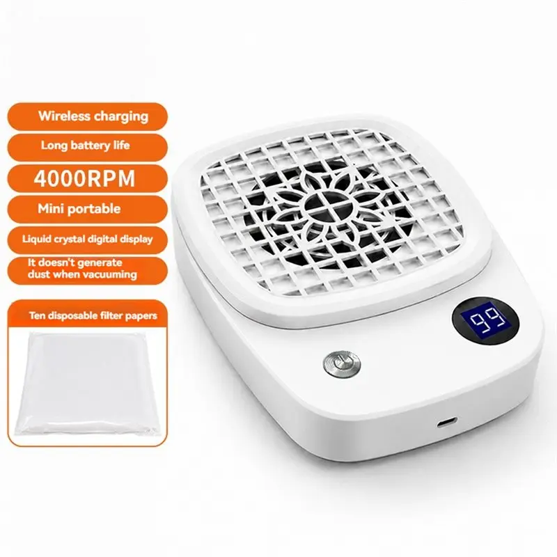 BAAJ-Cordless Nails Dust Collector 4000RPM Brushless Motor Rechargeable LED Display Vacuum Nails Dust Collector Tool