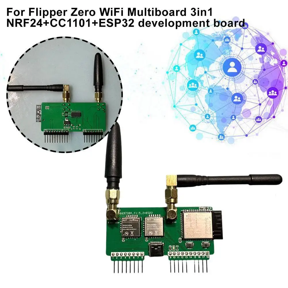 For Flipper Zero NRF24 + CC1101 + ESP32 3 In 1 Expansion Development Board Multiboard For Flipper Zero Accessories