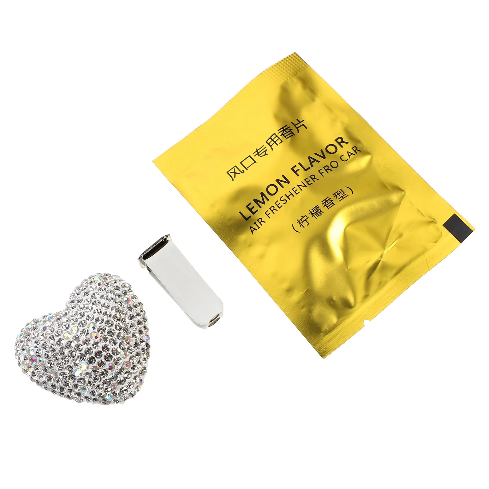 

Heart-shaped Car Perfume Clip Rhinestone Crystal Silver Vent Freshener Air Outlet Decor Plastic Clips for Auto Interior