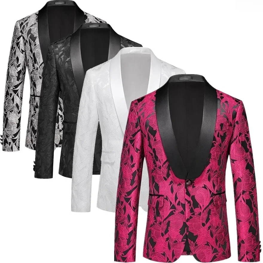 

Men's Red Suit Jacketjacquard Fabric Slim Fit Sports Jacket,available in White,black,and Gray,wedding Dress JacketEuropean Sizes