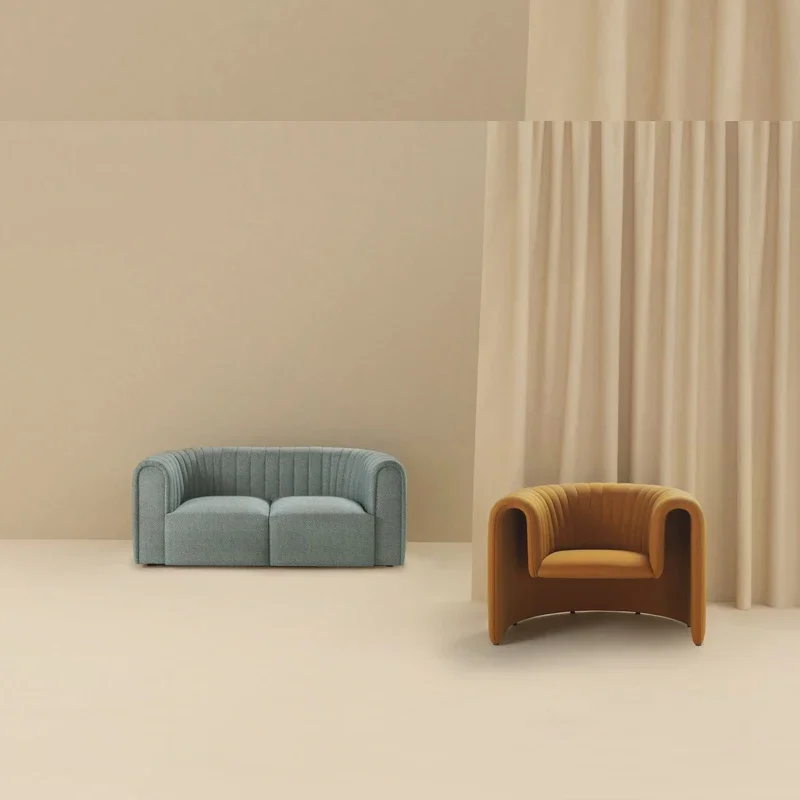 

New modern light luxury style velvet fabric one-seater sofa for living room furniture