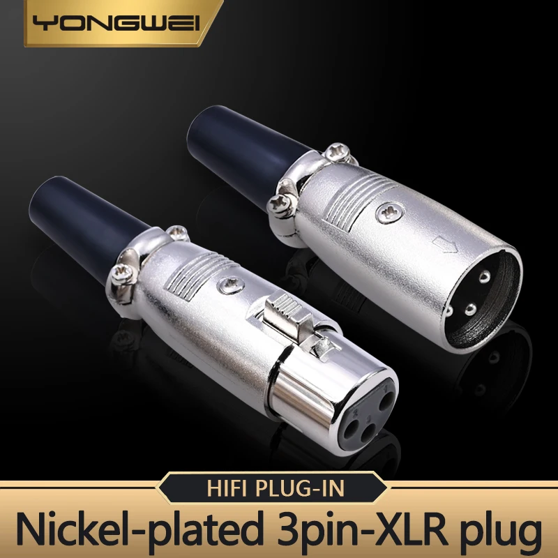 

YONGWEI 3Pin Gold-plated XLR Male/Female Plug Microphone Connector Zinc alloy Housing Balanced Speaker, power amplifier, mixer