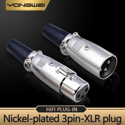 YONGWEI 3Pin Gold-plated XLR Male/Female Plug Microphone Connector Zinc alloy Housing Balanced Speaker, power amplifier, mixer