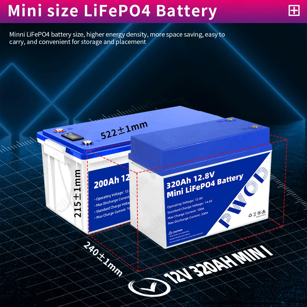 EU STOCK 12V 320AH Lifepo4 Battery Pack 6000 Cycles Built-in IP65 BMS 2560Wh Lithium-ion Battery For Vans RV Yacht Fast Shipping