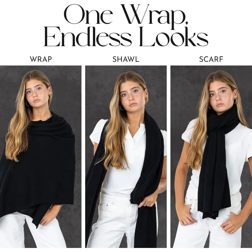 Luxurious Cashmere Blend Shawl, Knitted Travel Wrap, Pashmina Stole, All-Season Accessory for Women