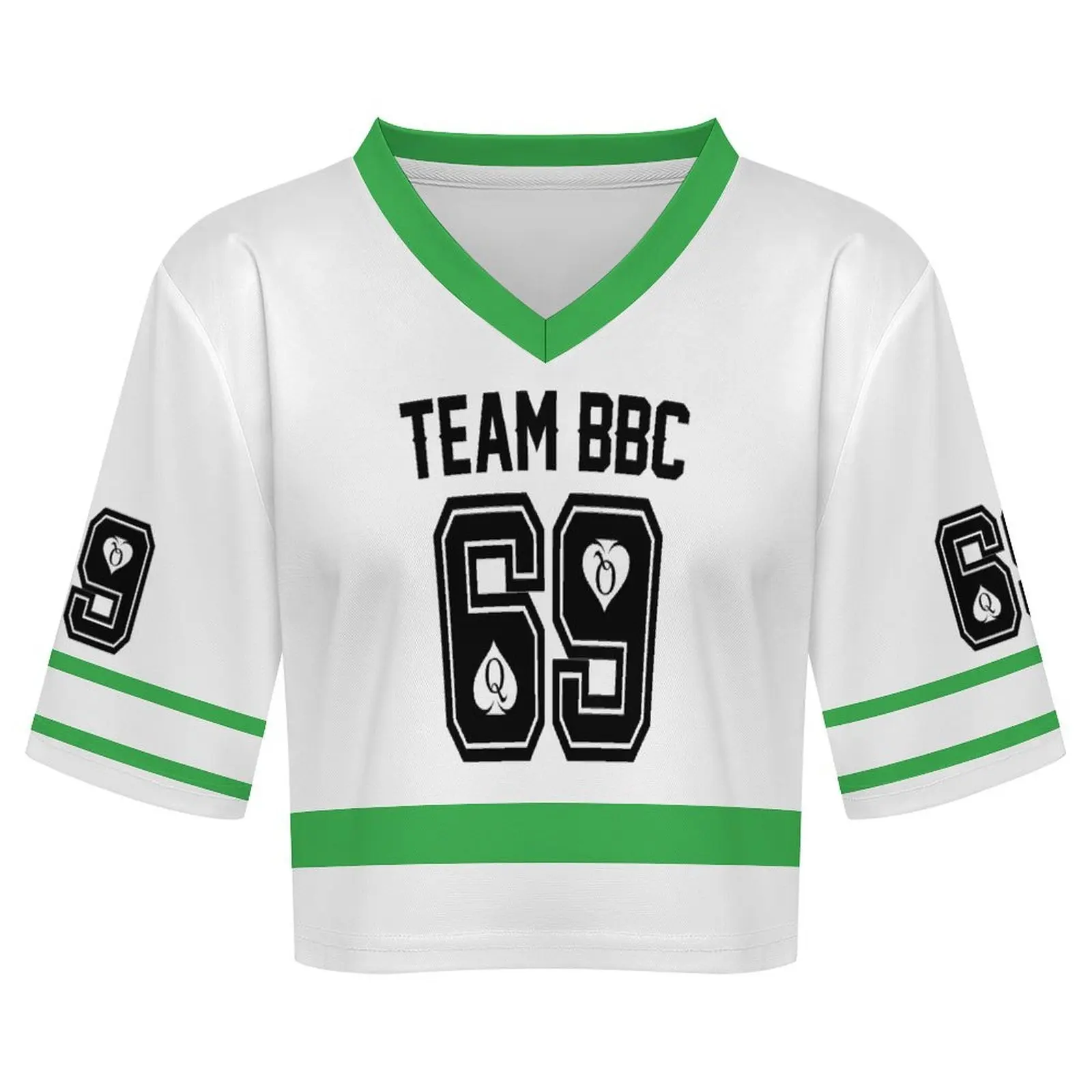 Customized Women's Jersey Shirts Hip Hop V Neck Short Sleeve Crop Top Graphic Tees image 4
