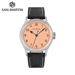 San Martin 38.5mm Pilot Watches for Men Roasted Blue Hands Simple Timepiece NH35 Automatic Mechanical Wrist Watch 10Bar SN0105G