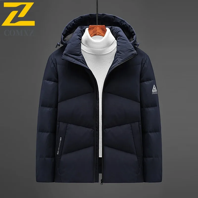COMXZ Autumn Winter Fashion Stand Collar Coat Men Lightweight Down Jacket Short Style Trend Casual Versatile 80% White Duck Down