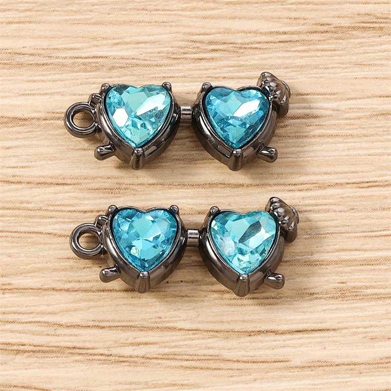 5 Stück niedliche, bunte Mini-Sonnenbrillen-Anhänger in Form von Kristallherzen für die Schmuckherstellung, zum Basteln von Halsketten, Ohrringen und anderen DIY-Accessoires. – Detail 19