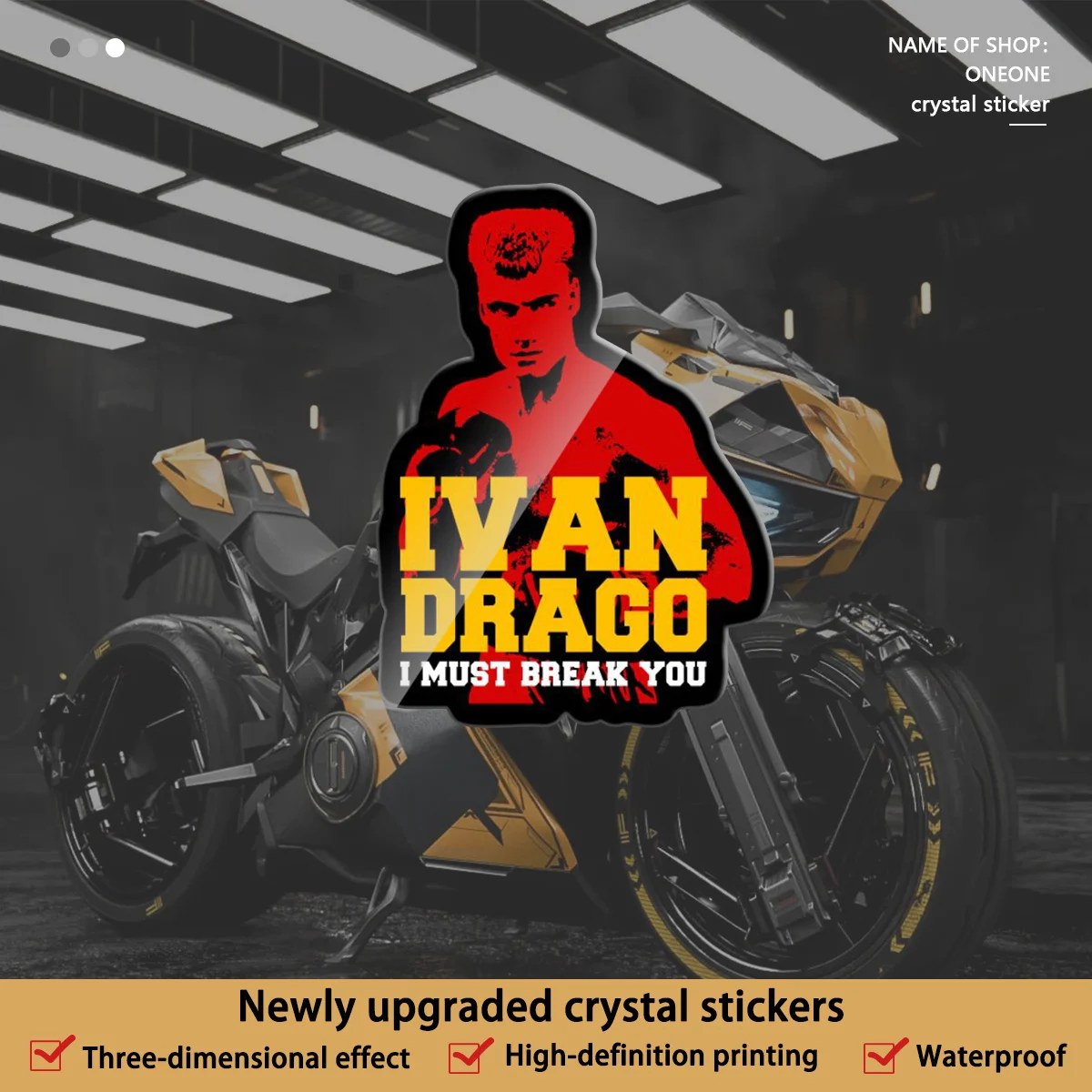 Ivan Drago - Rocky Barrett Stickers, Waterproof, Scratch Resistant, UV Resistant, Easy to Apply, Great Decor for Motorcycle