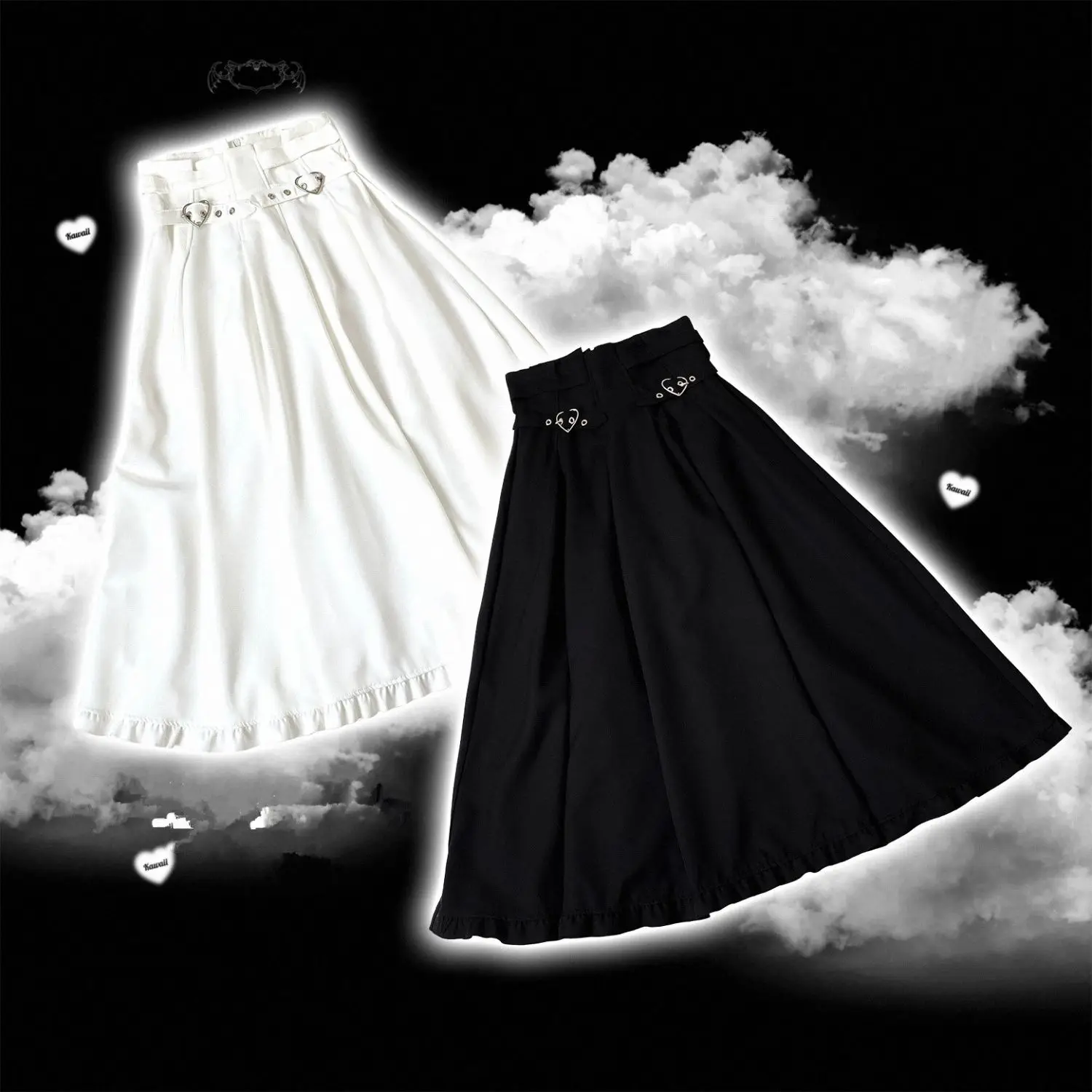 SOIOMES Love Button Half Skirt Cross Embroidery Original Lace Y2k Subculture Sweet Cool Japanese Skirt
