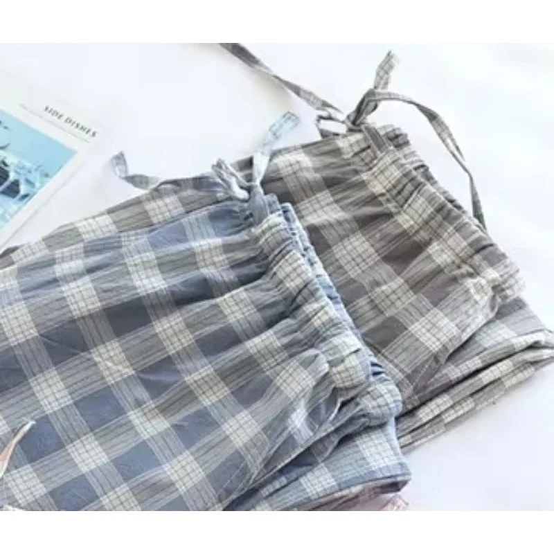 القطن كبير متقلب الرجال المنزل السراويل فضفاضة بسيطة غسل بنطلون بيجاما بلون منقوشة بنطلون أربعة مواسم بيجامة بانت