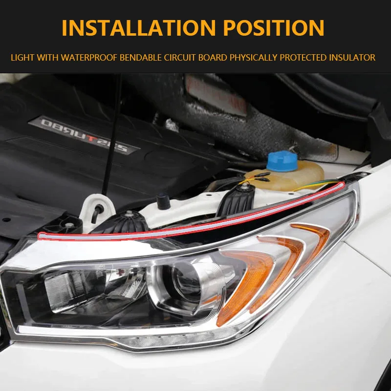 2Pcs Car LED Daytime Running Light DRL APP Control Flexible RGB Flowing Turn Signal Strip Headlight Decorative Lamp Super Bright