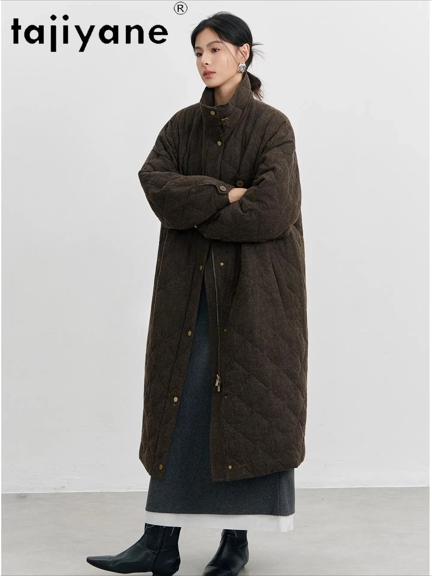 TAJIYANE 90% أوزة أسفل سترة امرأة طويلة فاخرة معطف دافئ السيدات سترة منفوخة 2025 ملابس الشتاء النساءюхоvikк نسائيخيخي