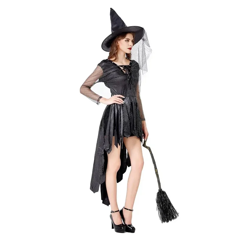 Halloween Party Adult Witch Costume Set Sexy Witch Stage Drama Costume Uniform With Hat & Dress