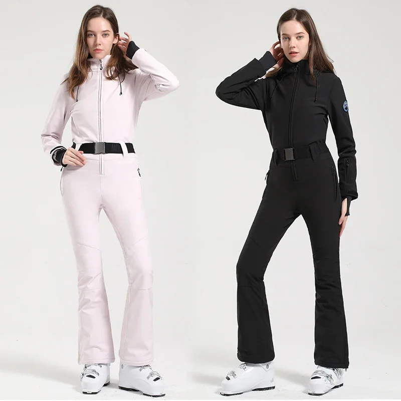 New One-Piece Ski Suit Women Slim Outdoor Snowboard Jacket Overalls Warm jumpsuit Ski Set Winter Clothing Windproof waterproof