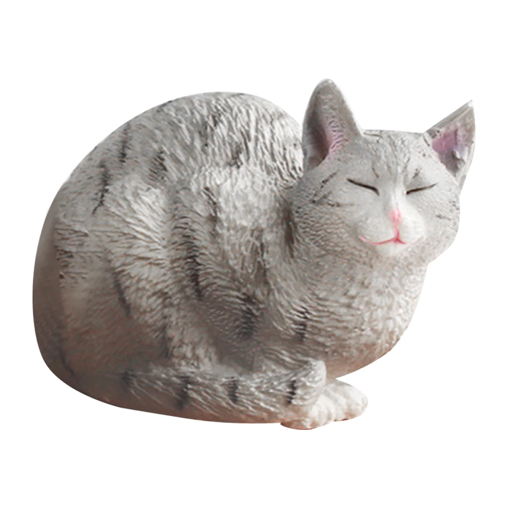 

The Cat Sleeping Position Statue Realistic Figurine Plastic Indoor Garden Statues
