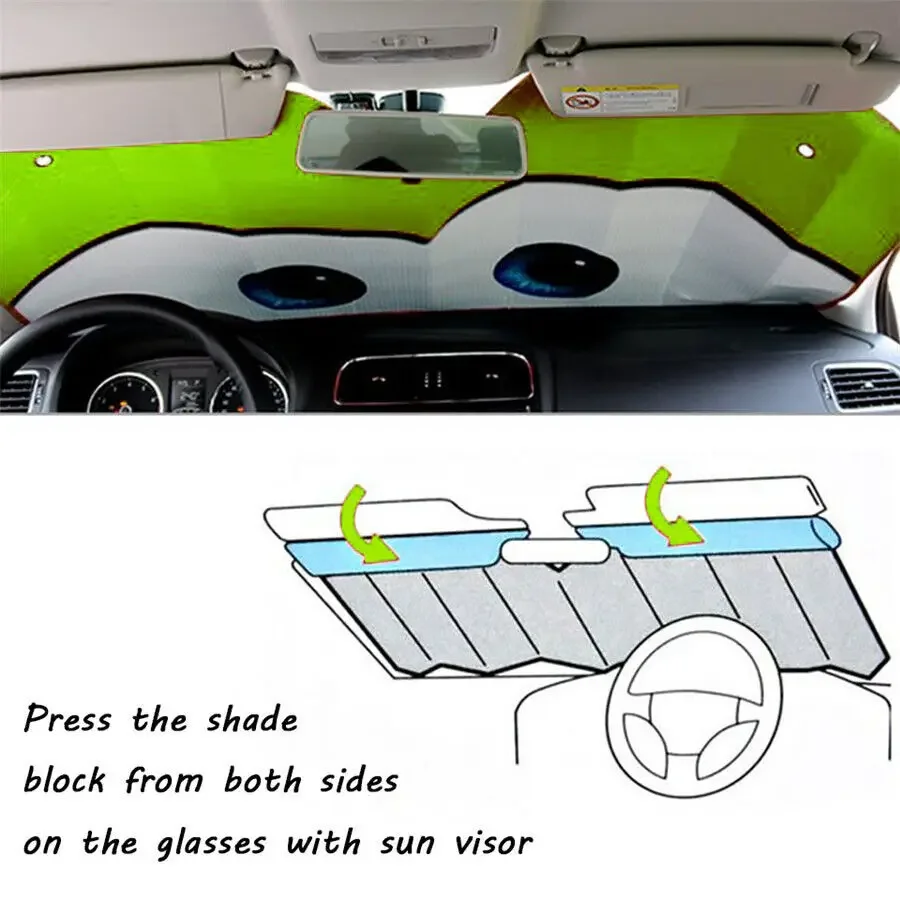 Мультяшный большой козырек для лобового стекла автомобиля солнцезащитный козырек автомобильный солнцезащитный козырек-зеленый