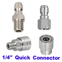 Pressure Washer Coupler 1/4 Inch Stainless Steel Quick Connect Fittings Male Female Accessories With Internal External Thread